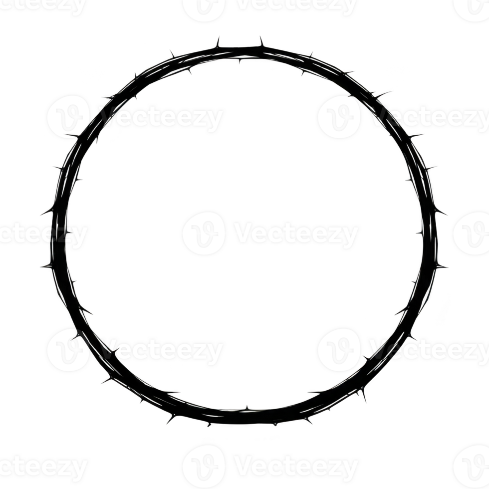 Thorn circle black frame sharp round isolated spiky border design black thorn circle frame with sharp spiky edges isolated transparent background creating dramatic and intense design element png