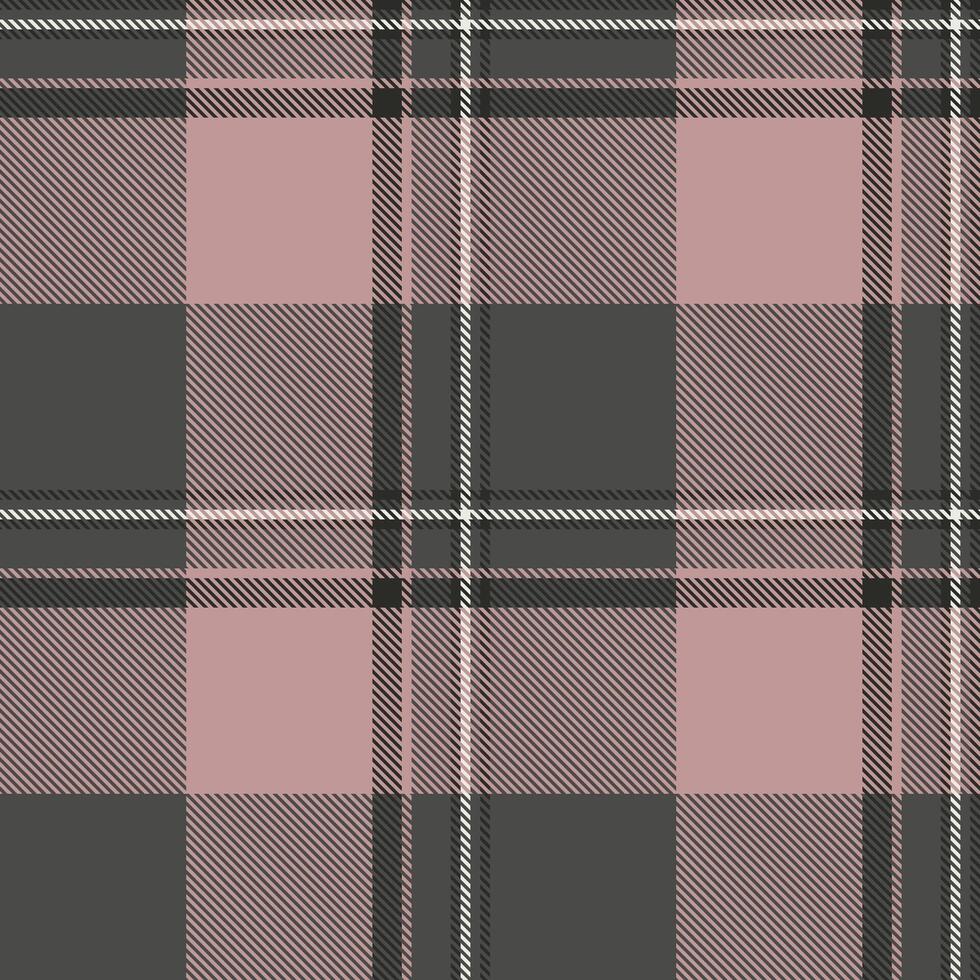 Classic tartan pattern in muted pink and gray tones, woven texture. Ideal for textile design, backgrounds, or stylish design projects. Seamless, versatile texture. vector