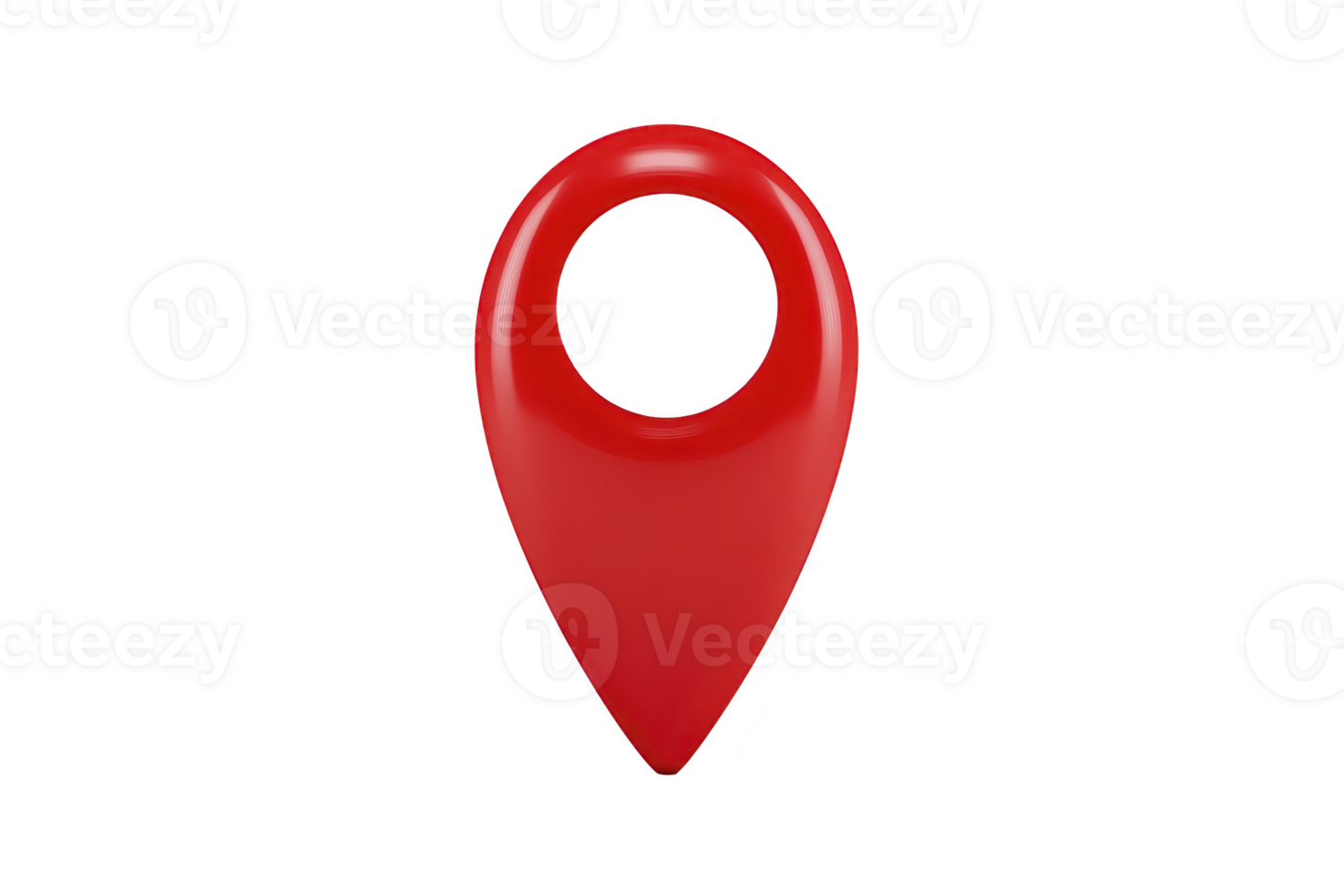 Red map pin location marker glossy plastic pointer icon isolated on transparent background symbol for navigation travel direction or GPS modern design simple and clean style png