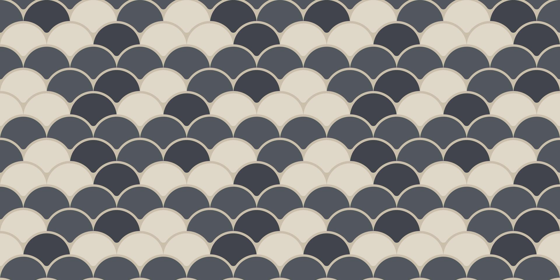 Elegant seamless pattern of overlapping semicircles in calming grey and beige tones. Perfect for website backgrounds, textile design, or modern art prints. vector