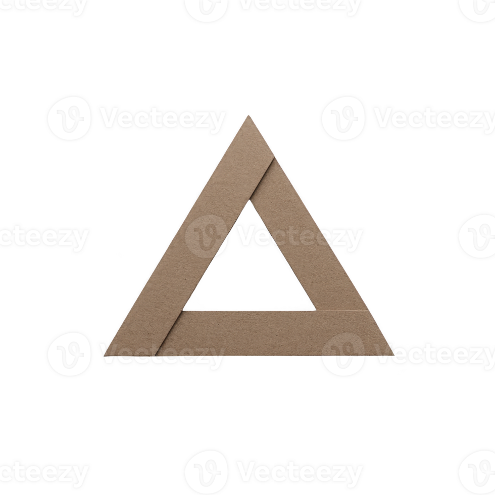 Brown triangle geometric shape cardboard isolated minimal abstract creative illusion design art Brown triangle geometric shape made from cardboard isolated transparency background minimal abstract png