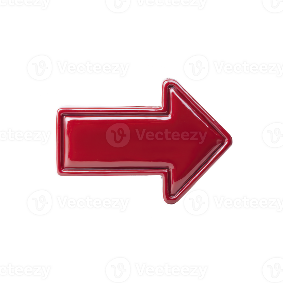 rosso freccia lucido isolato giusto direzione 3d stile grassetto semplice navigazione pointer simbolo su trasparente sfondo png
