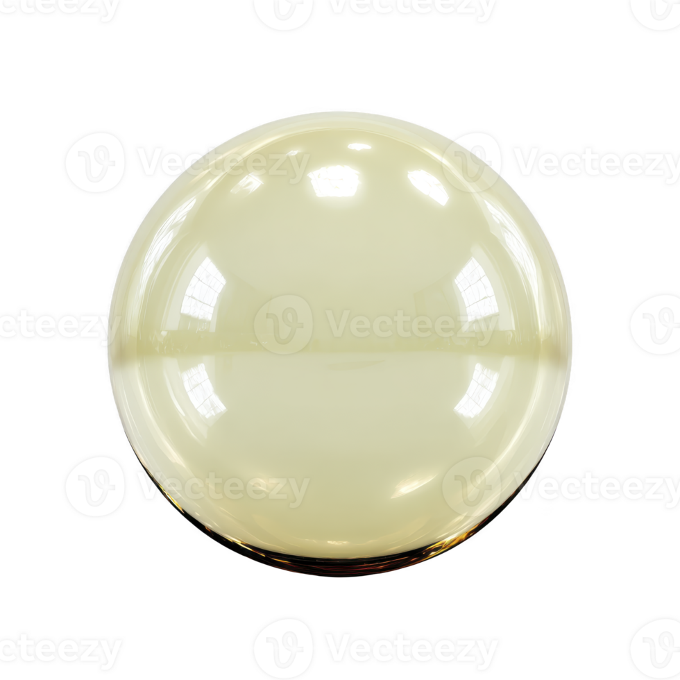 Glossy sphere cream color reflective smooth surface isolated round shape shiny 3D render light reflection minimalistic png