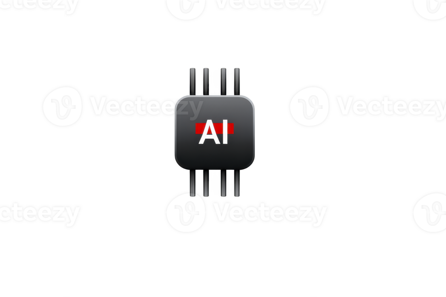AI chip black microchip artificial intelligence digital processor modern technology isolated on white futuristic innovation electronic component minimal design png