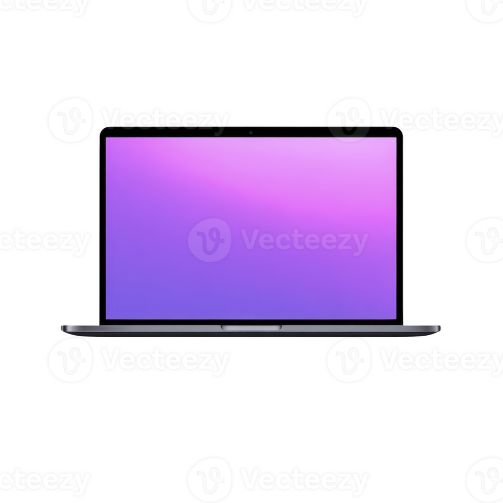 Laptop computer technology device screen digital modern portable electronic gradient display Sleek laptop with vibrant gradient screen modern digital device for work or study isolated transparency png