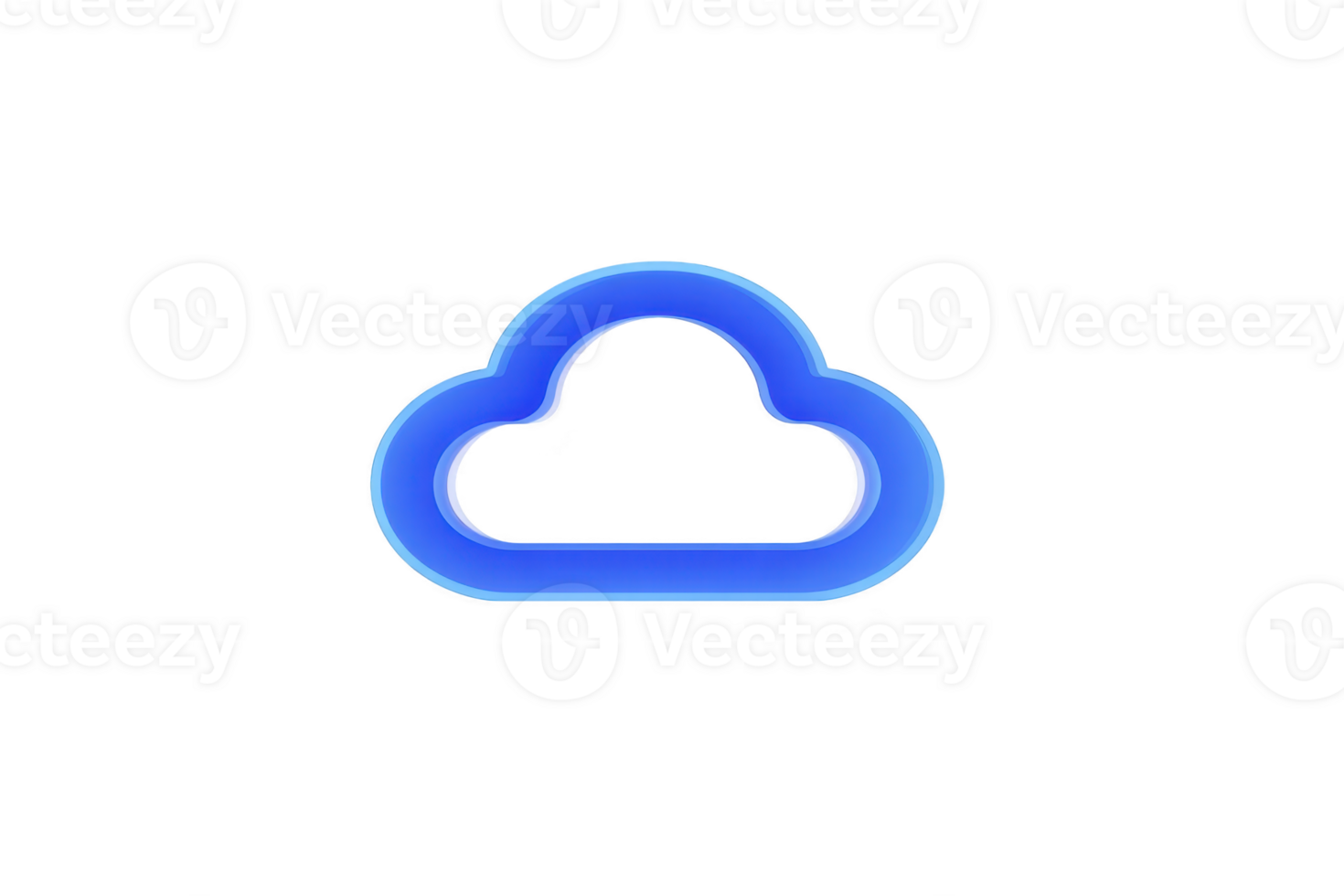 Blue cloud icon minimal style digital symbol isolated on transparent background modern design technology concept cheerful and clean look suitable for web and app interface png