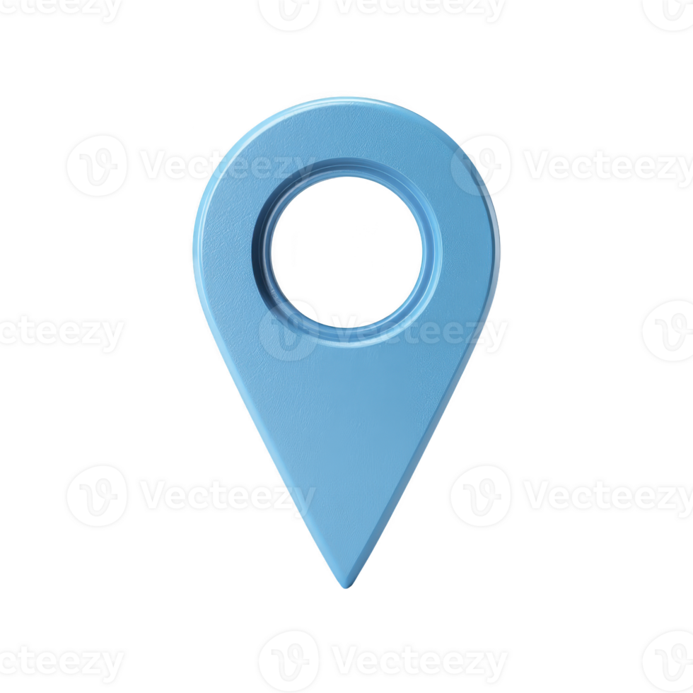 Blue map pin icon location marker symbol navigation pointer simple design isolated on transparent background useful for travel direction and digital map interface png