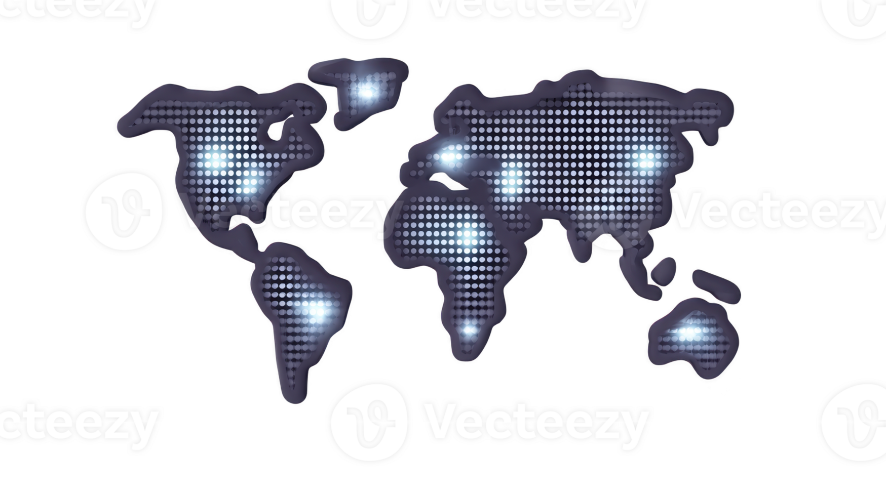 Digital world map with glowing dots abstract global network modern technology futuristic style blue light data visualization international connection innovation png