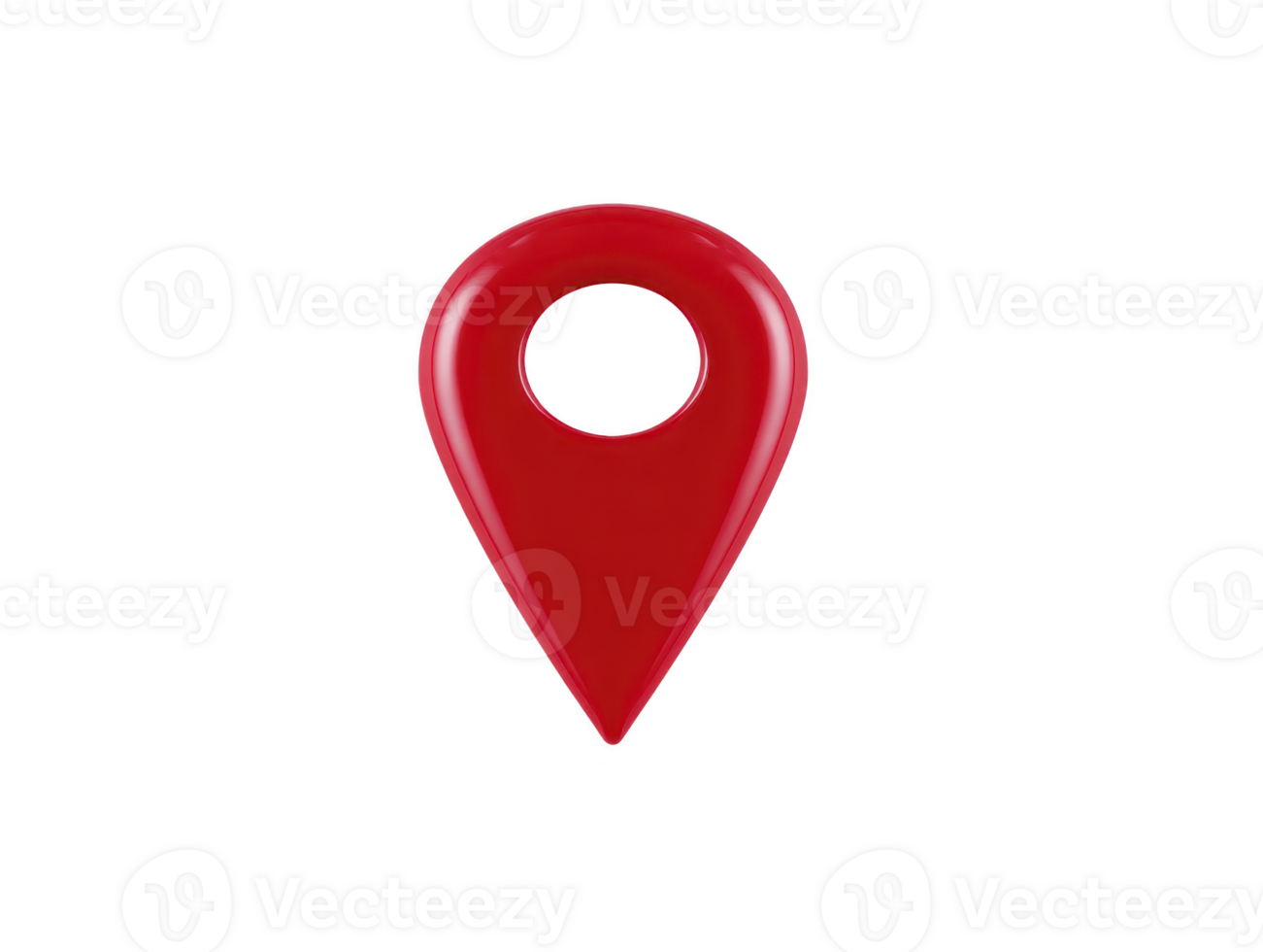 Red map pin location marker navigation symbol glossy pointer isolated icon travel direction destination GPS modern design png