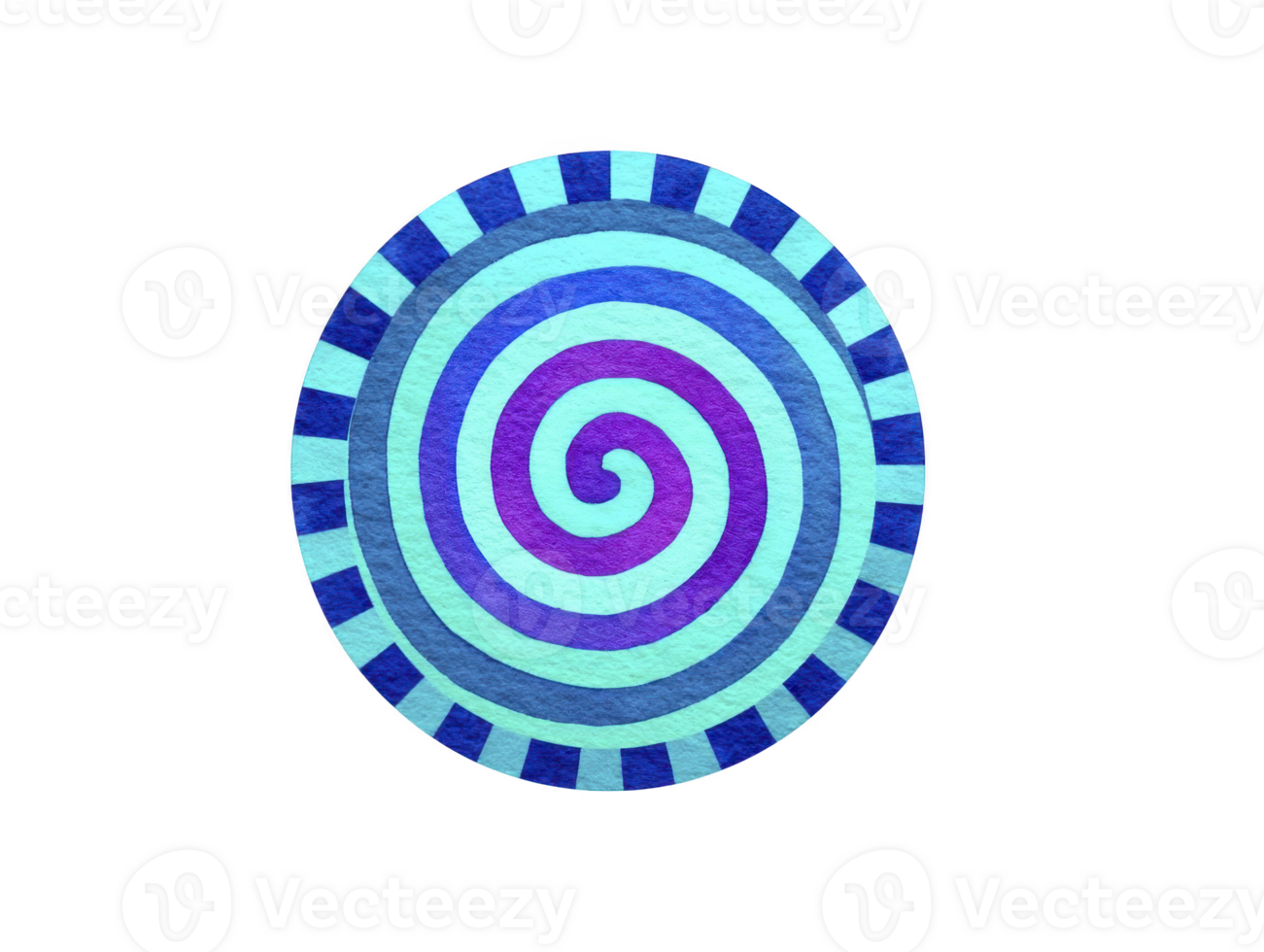 Blue spiral pattern circular abstract design hypnotic swirl vibrant concentric rings geometric art textured surface playful and dynamic visual modern style isolated on transparency background png