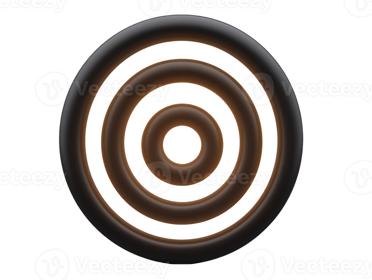 Marrone cerchio concentrico squillare astratto geometrico 3d metallico isolato moderno minimo design. Marrone concentrico anelli modulo geometrico astratto 3d forma con metallico Guarda isolato trasparente png