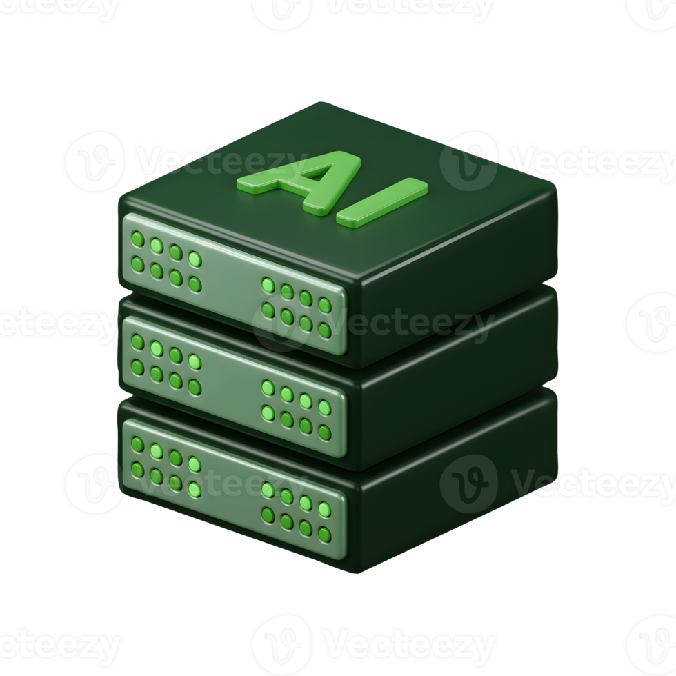 Artificial Intelligence Server Database Stack 3D Icon png