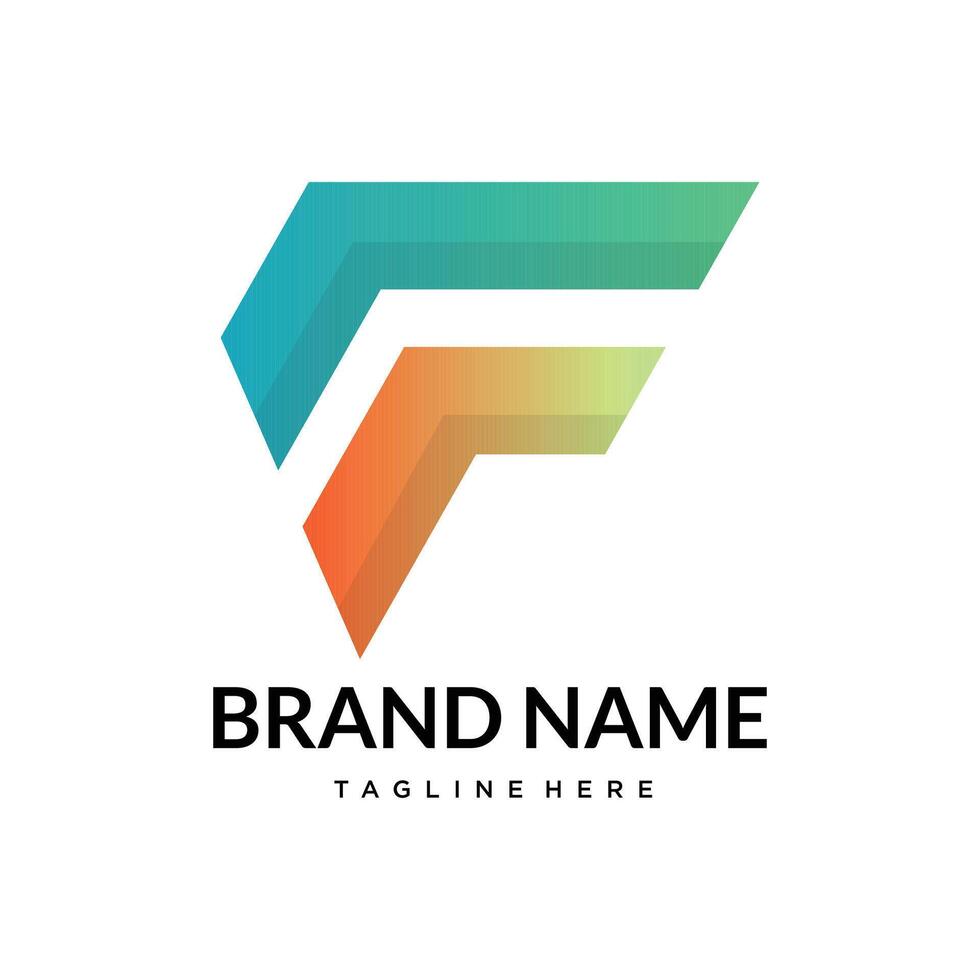 Angular F Gradient Logo Dual-Tone Abstract Symbol for Modern Branding vector