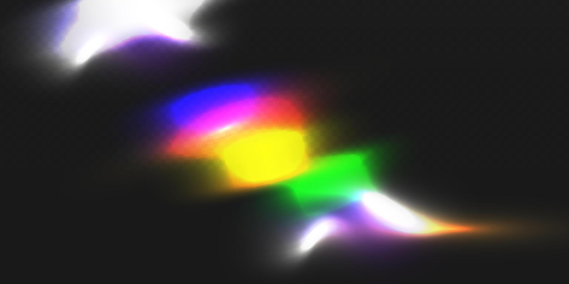 Abstract, colorful light streaks and bokeh effect on a dark background, perfect for overlays, backgrounds, and graphic design elements. vector