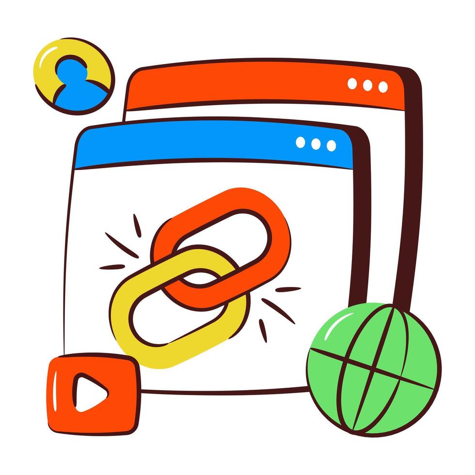 A hand drawn icon design of linked website vector