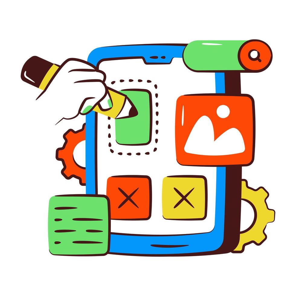 A colored design icon of app development vector