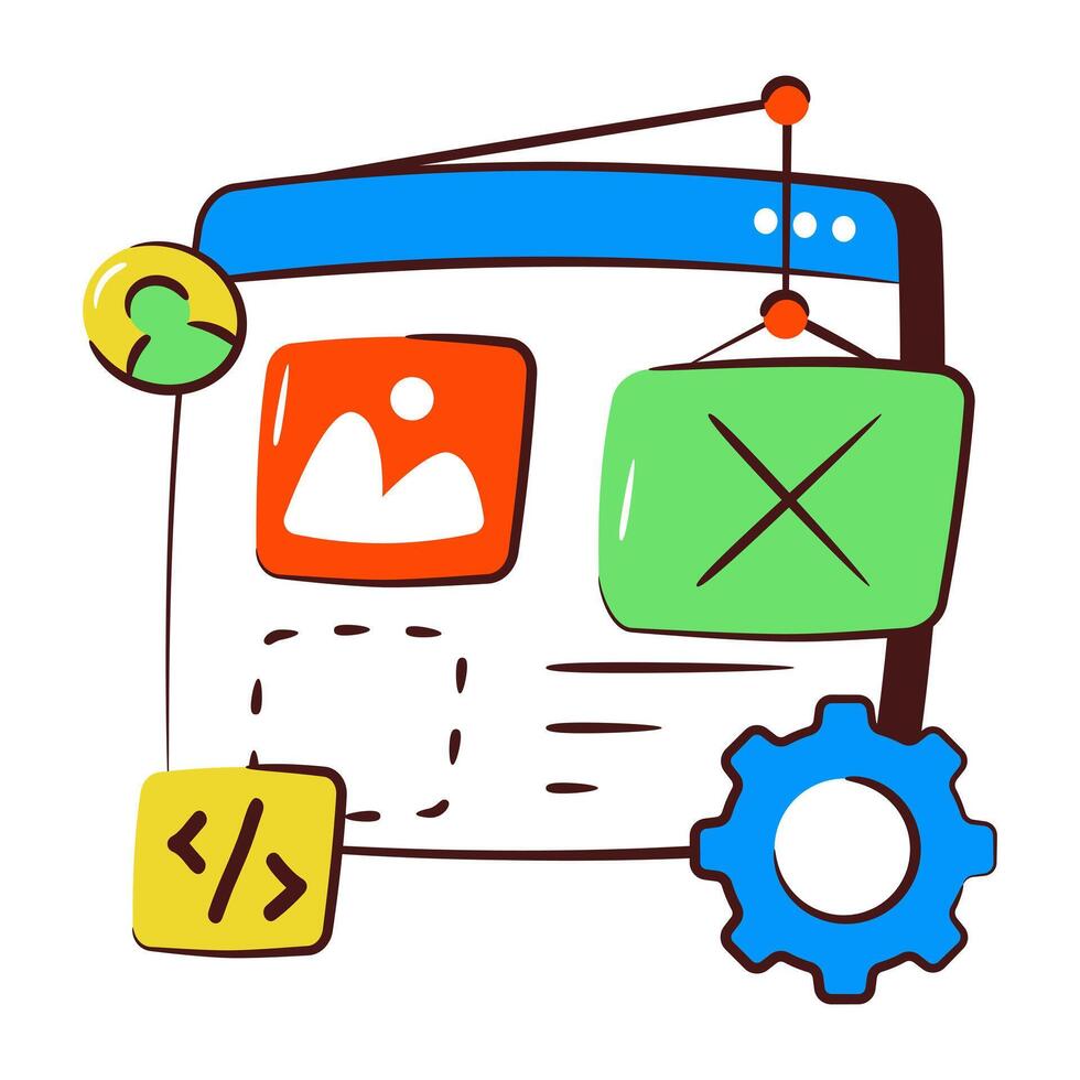 Unique hand drawn icon of web development vector