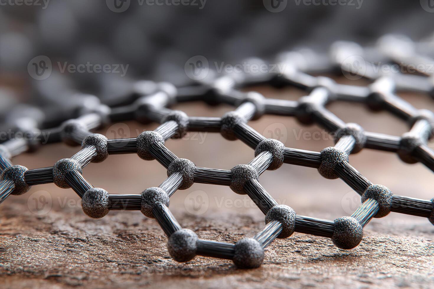 Detailed depiction of a graphene sheet pattern highlighting its unique structure and molecular arrangement under natural light photo
