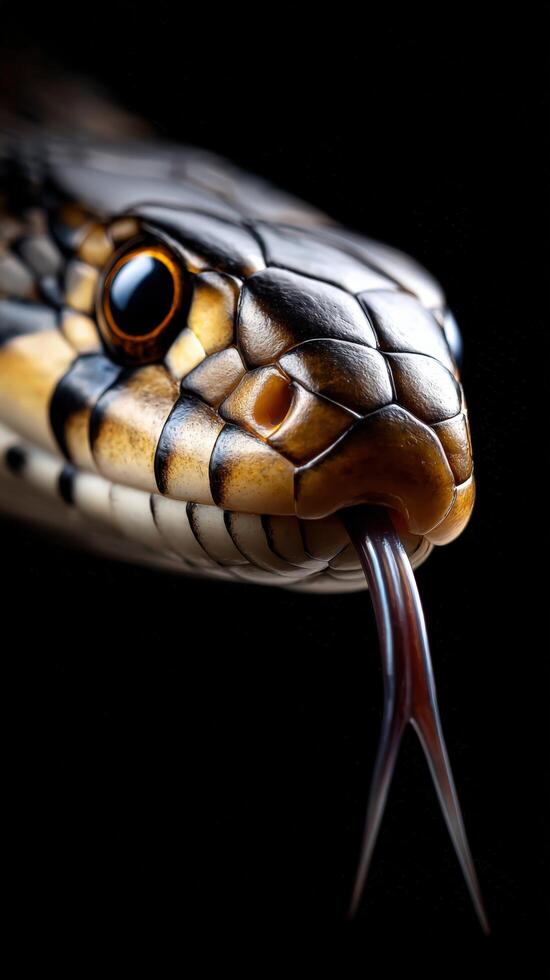 A snake with its mouth open and its tongue sticking out photo