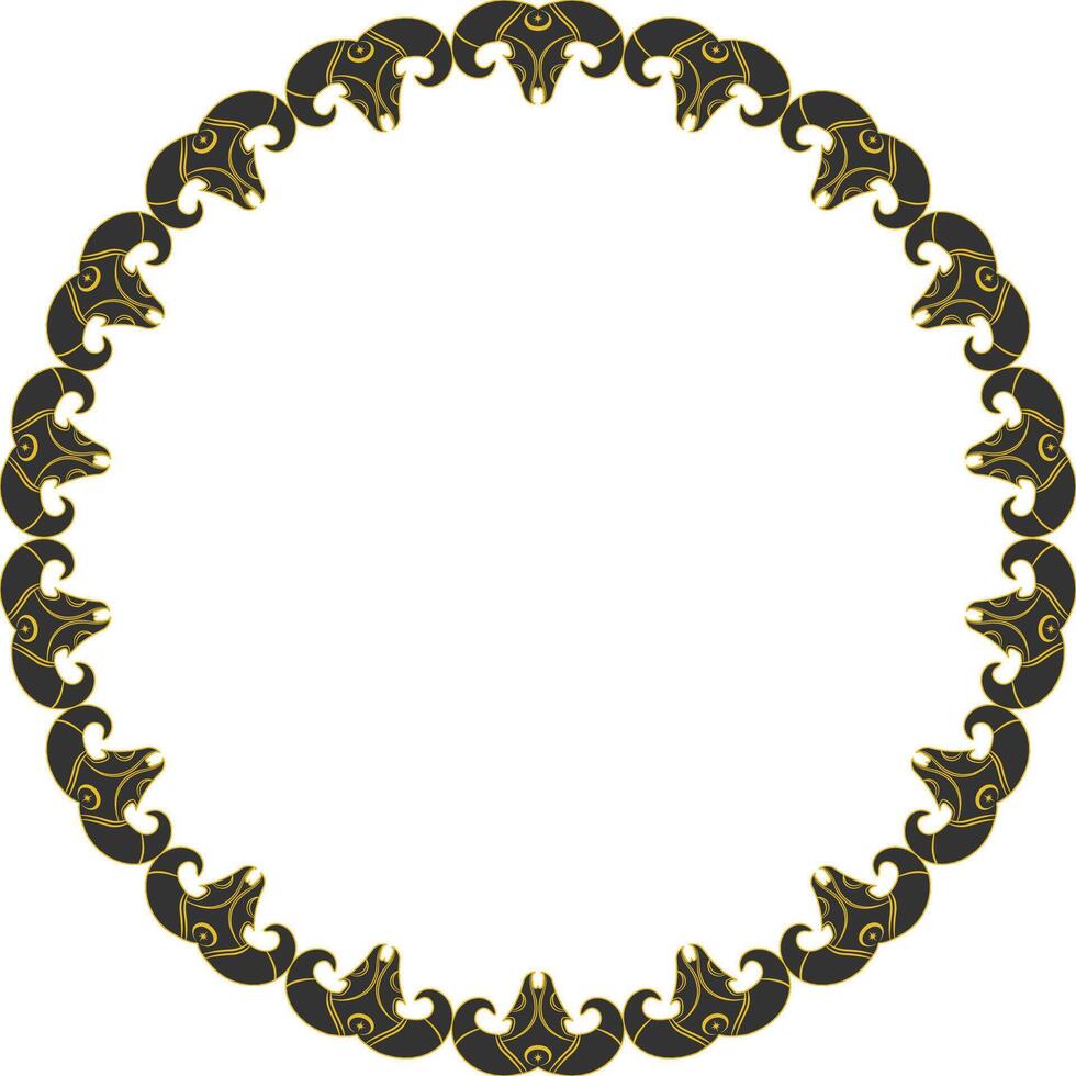 Cow skull witchy round frame. black tribal witchcraft template with empty space for your text vector