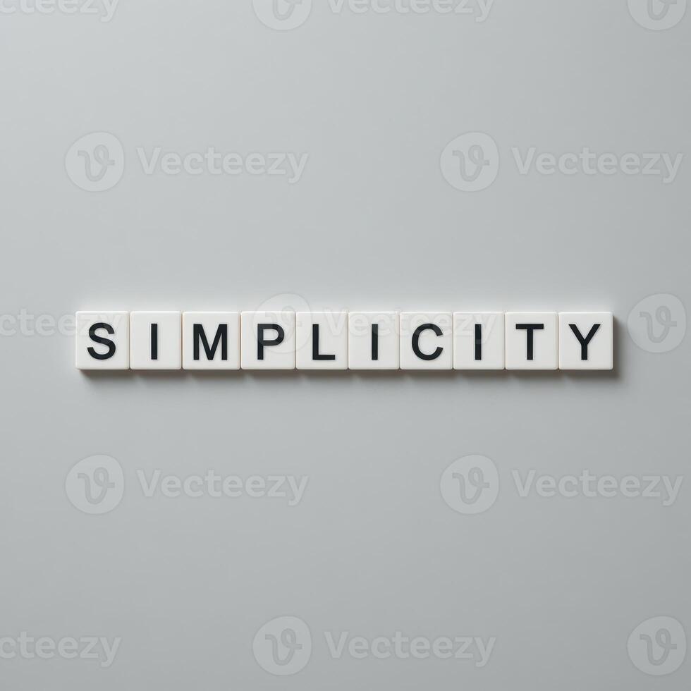 Simplicity in Design Concept with Text Tiles on Minimalist Background photo