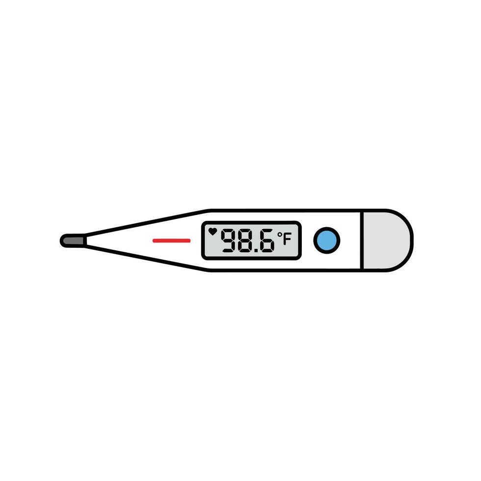 Digital Thermometer Displaying Normal Body Temperature of 98.6 Degrees Fahrenheit vector