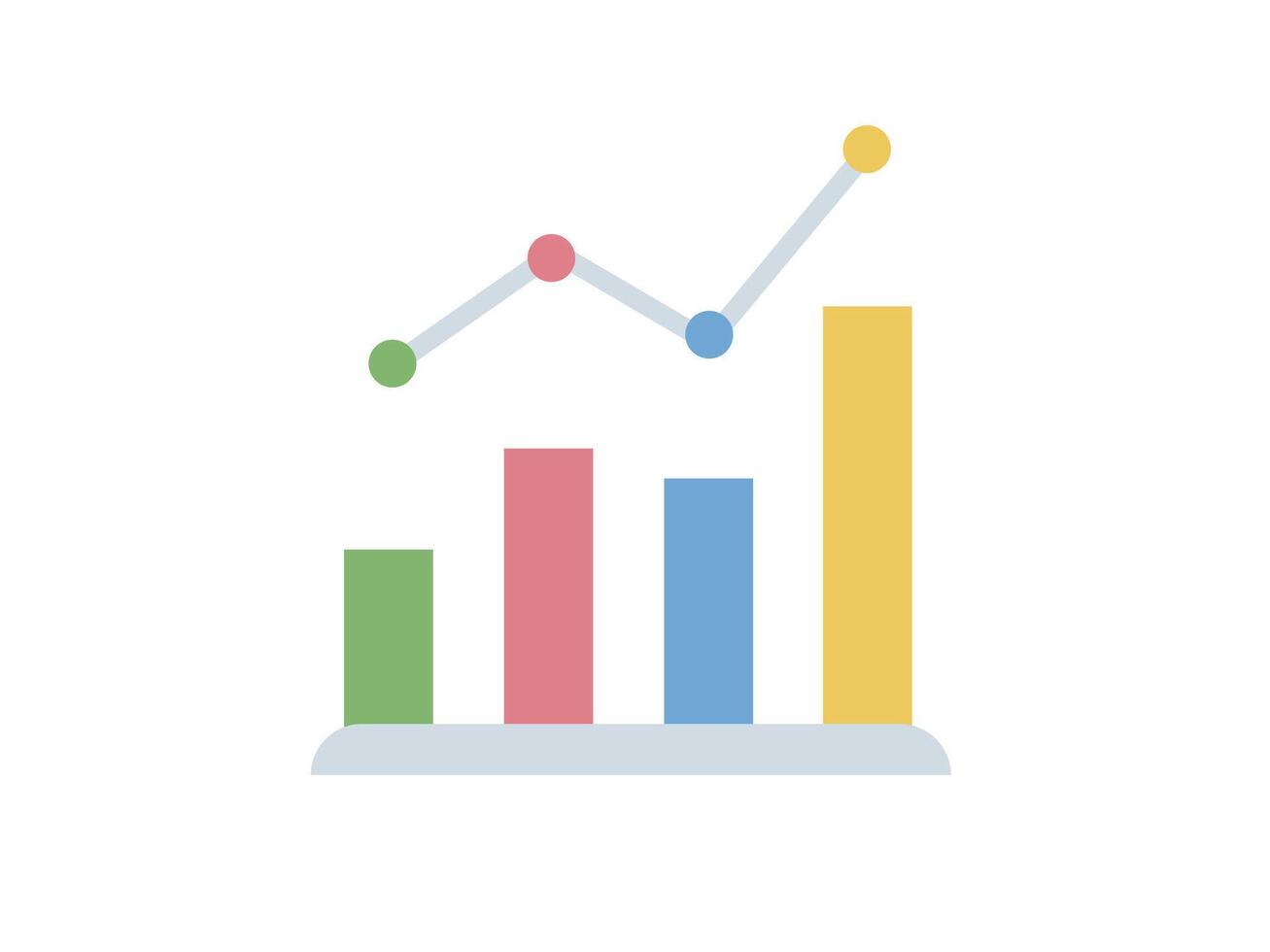 Bar chart with a line graph showing growth and progress, isolated on white background, perfect for business presentations vector