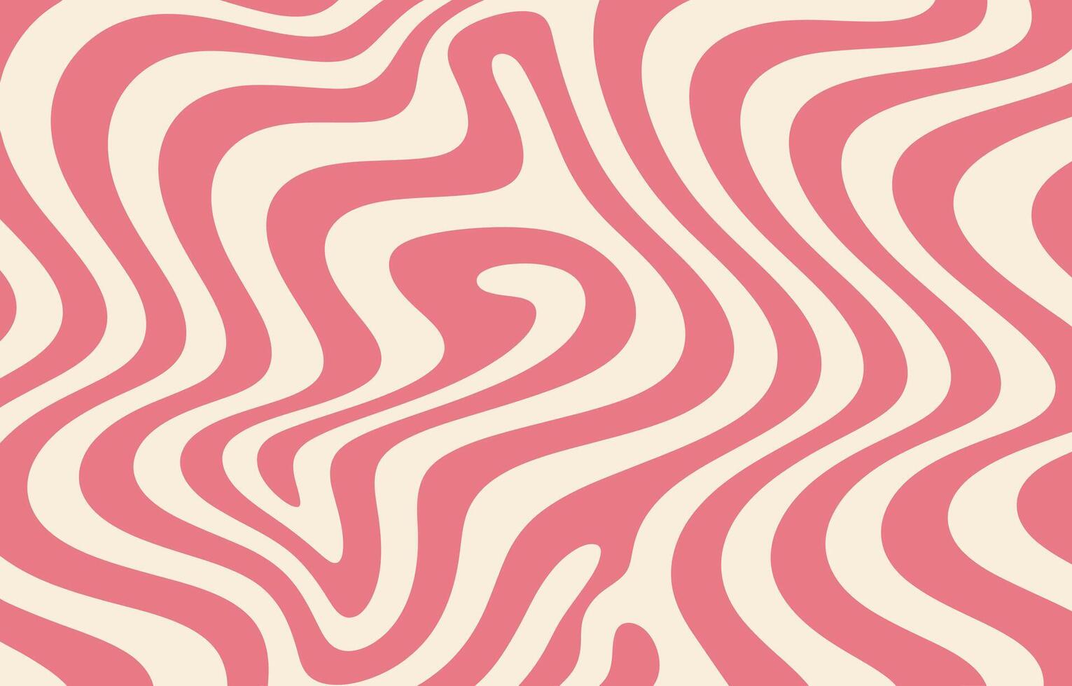 Abstract groovy background with wavy lines in pink and beige colors vector