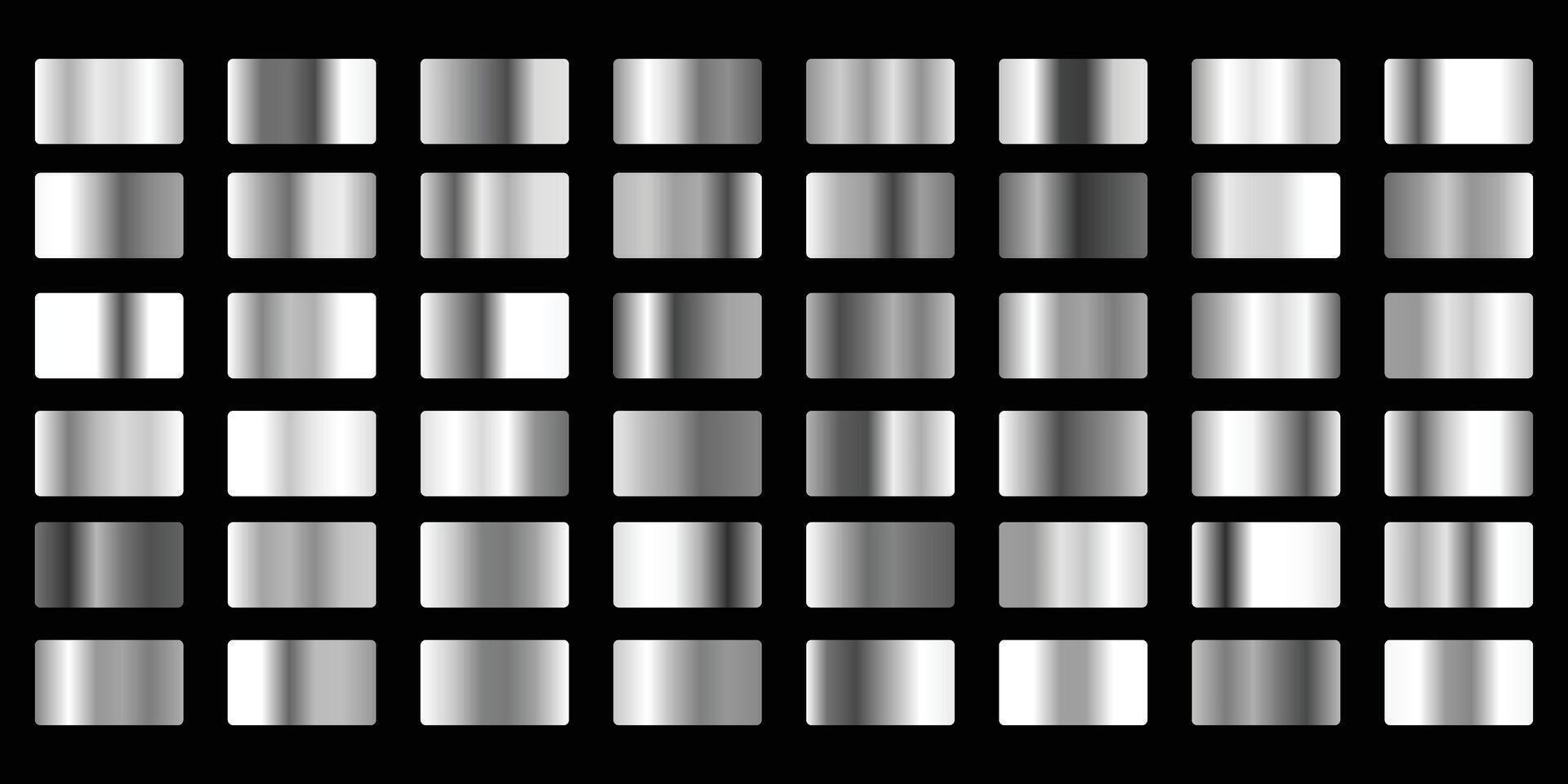 Silver gradient background set isolated on black background vector