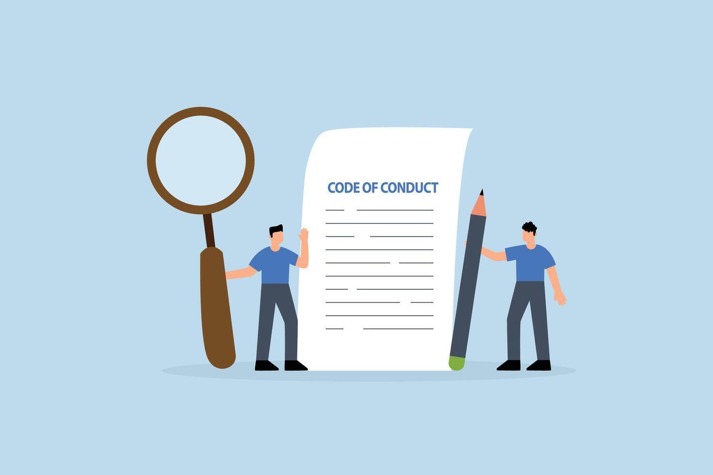 Code of conduct, businessman writing code of conduct document, vector