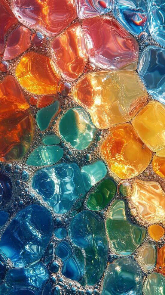 Colorful Bubbles Creating Abstract Patterns in Vibrant Liquid photo