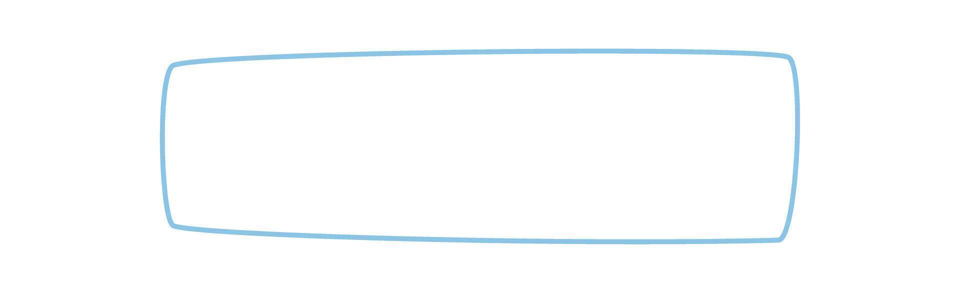 Fluid hand drawn rectangle quote frame with light blue line and soft border. Abstract outline and banner template, ideal as modern box or background for quotation or creative card layout. vector