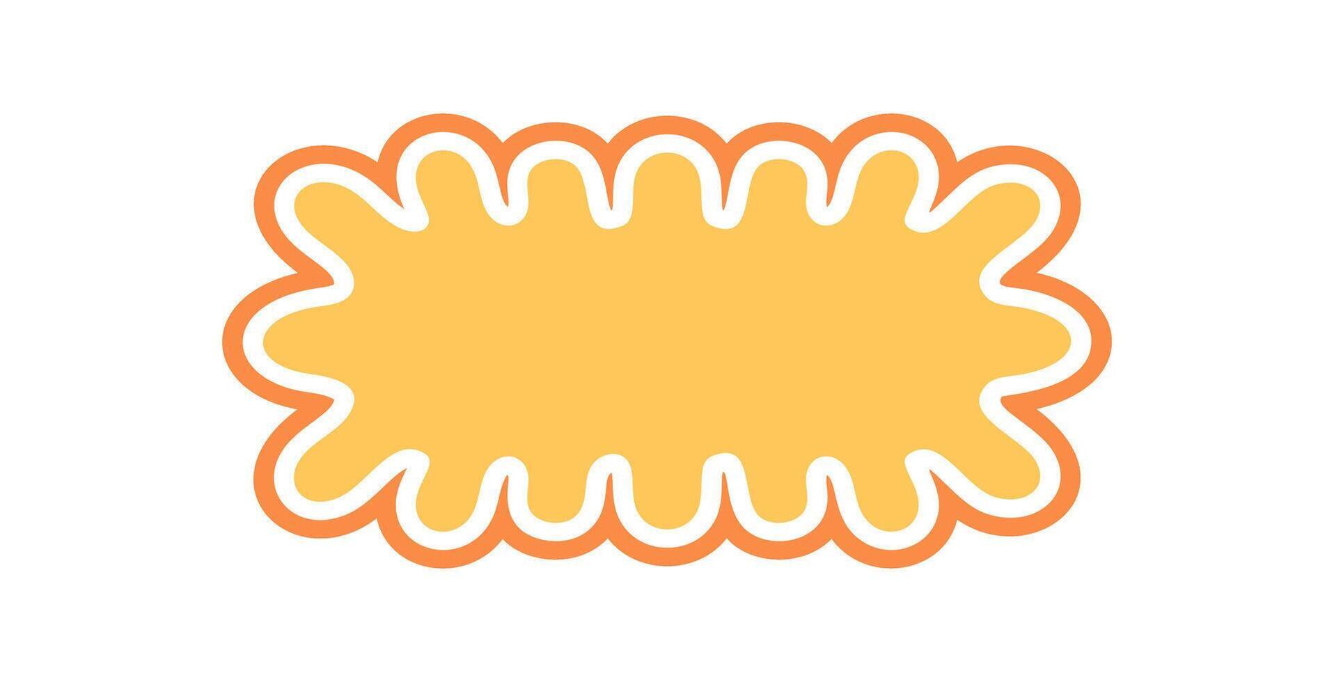 Groovy retro wavy outline frame shape in bold burst style with orange color. Funky border background and y2k graphic as creative label, perfect for pop themed modern projects. vector