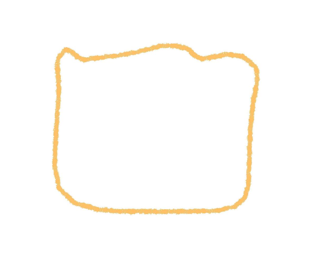 Organic wavy box frame with crayon and irregular outline in pastel color. Hand drawn rectangle border adds sketch background for text, making a unique and artistic graphic element. vector