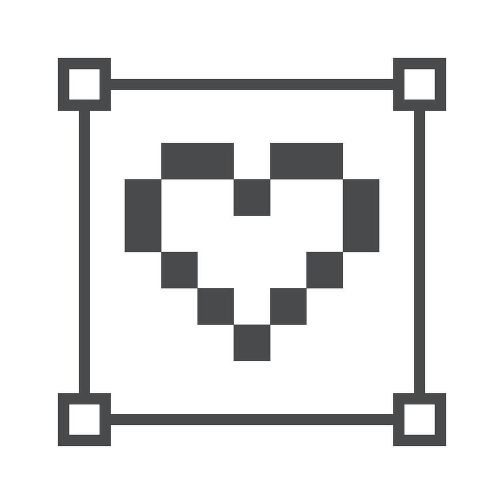 Pixel heart web browser window vector