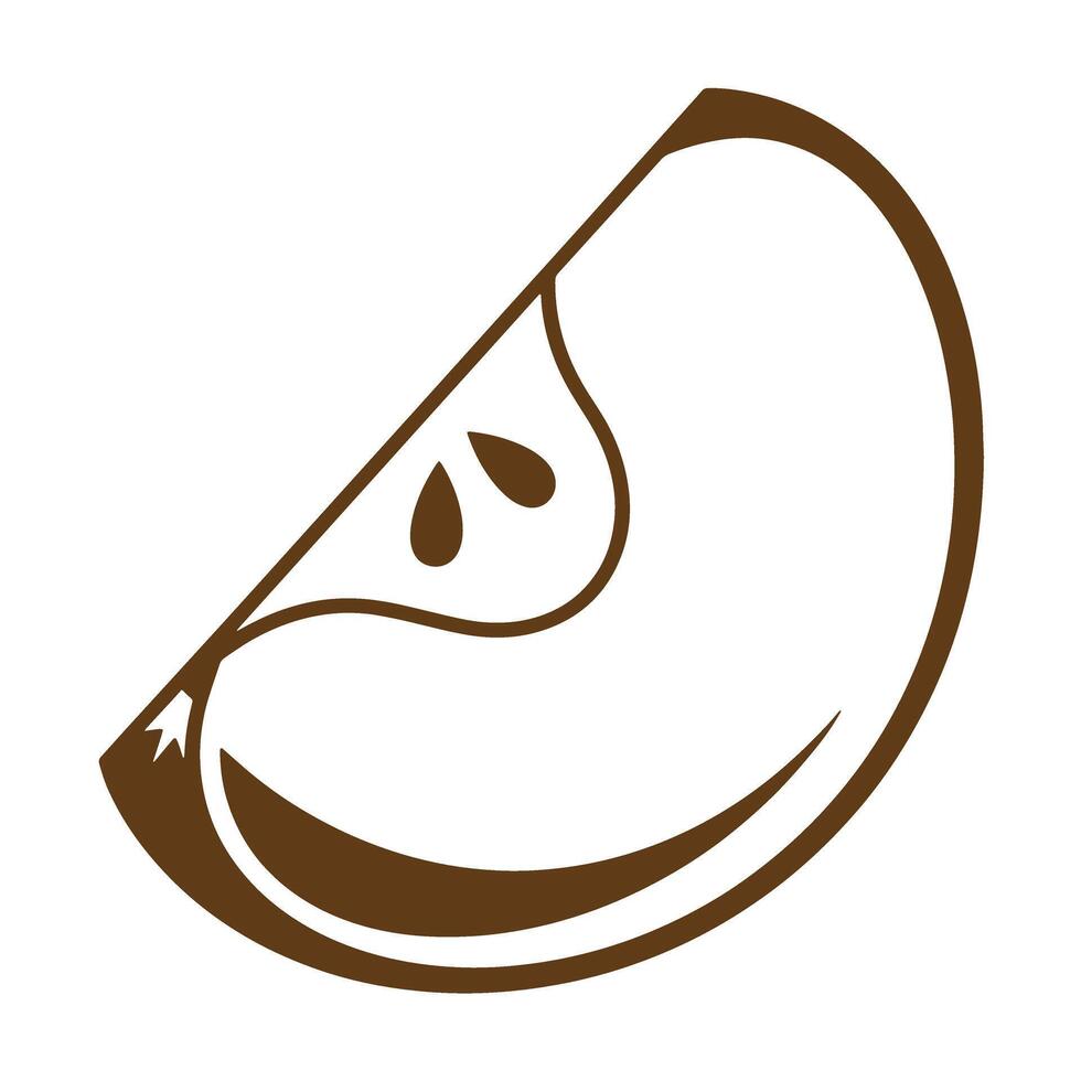 Minimalist brown apple slice illustration with seeds suitable for various design projects vector