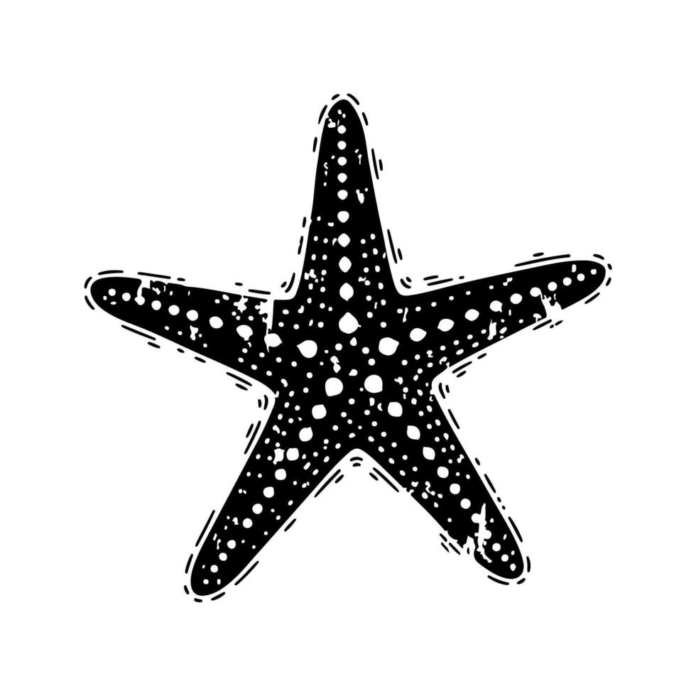 A five-pointed star shape with dotted patterns, in a monochrome black and white style vector