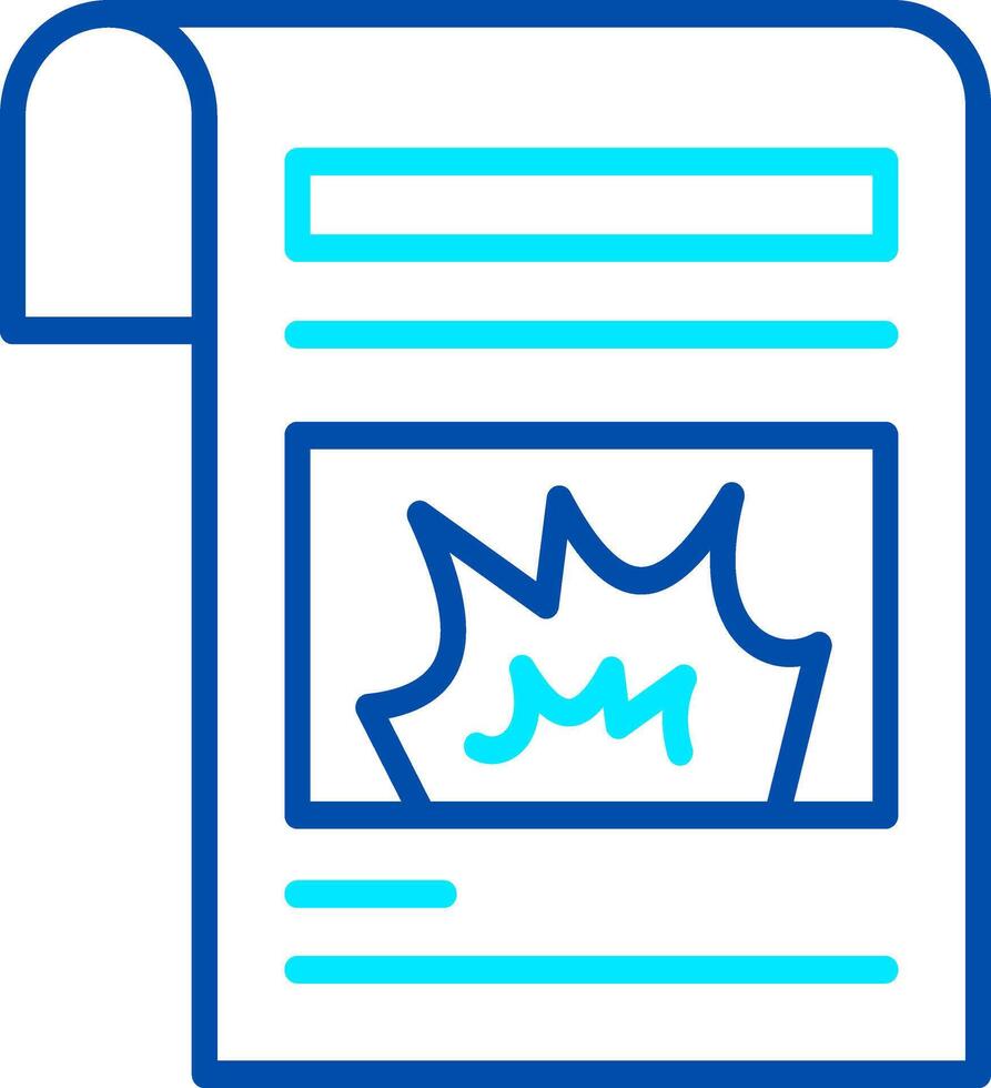 An icon depicting a paper with text and an image of an explosion, signifying breaking news or a security report vector