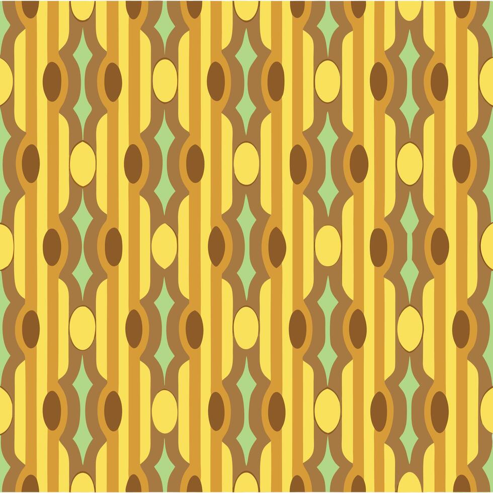 Retro geometric pattern with oval and vertical stripe motifs vector