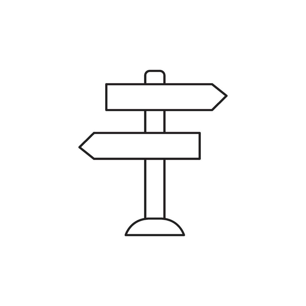Directional signpost with two arrows indicating different paths, symbol of choice and guidance vector