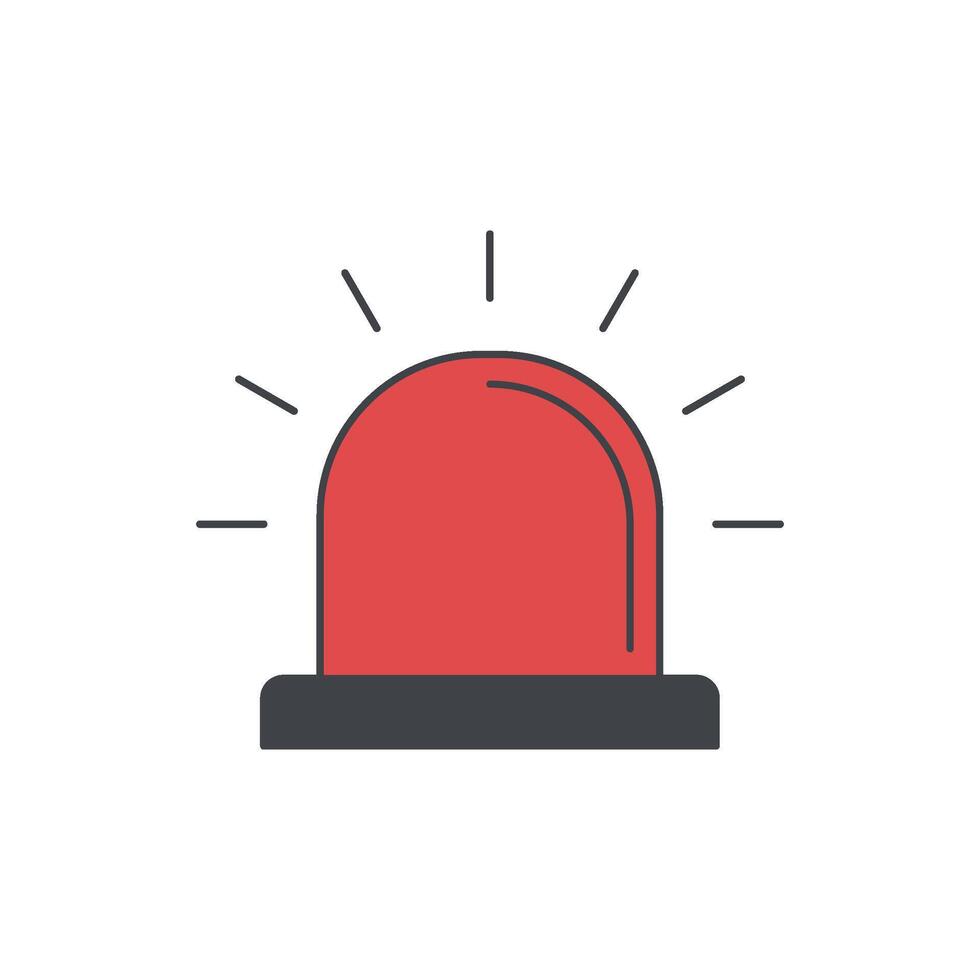 Flashing red emergency alarm light, symbolizing danger, safety, and urgency. illustration for alerts and signals vector