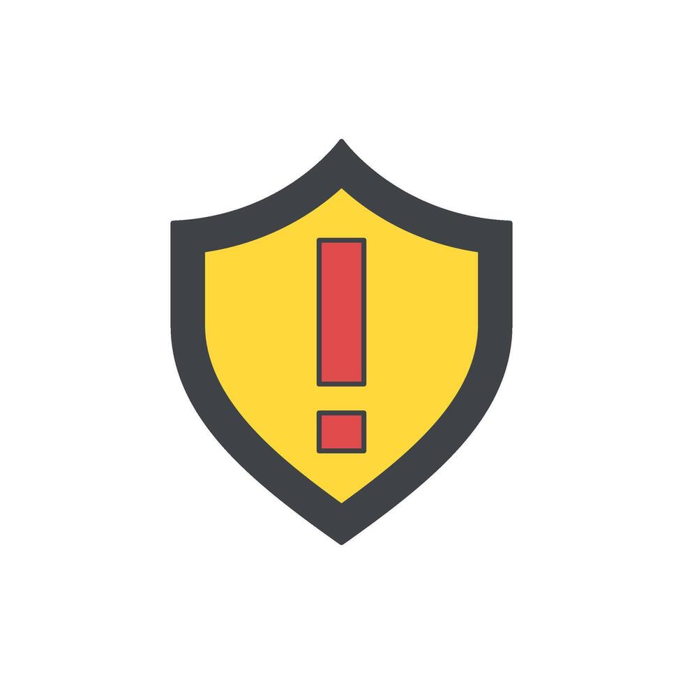 Shield with an exclamation mark, representing security, warning, and protection concepts vector