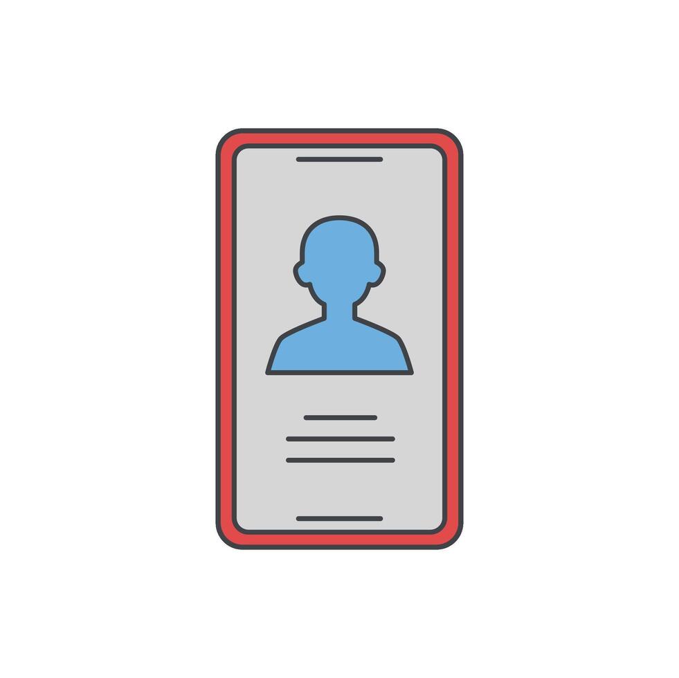 Smartphone application interface displaying user profile with basic information fields and profile icon vector