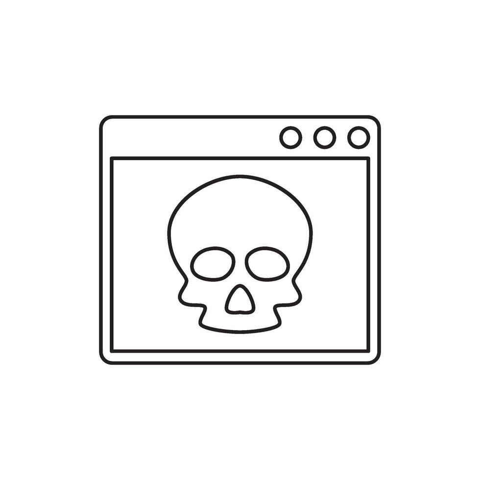 Digital Security Warning Skull Icon Displayed on Computer Screen Interface vector