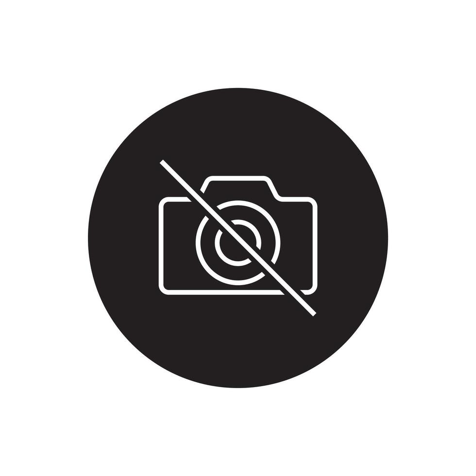 Icon symbolizing prohibition of photography, indicating no camera allowed for capturing images in a restricted area vector