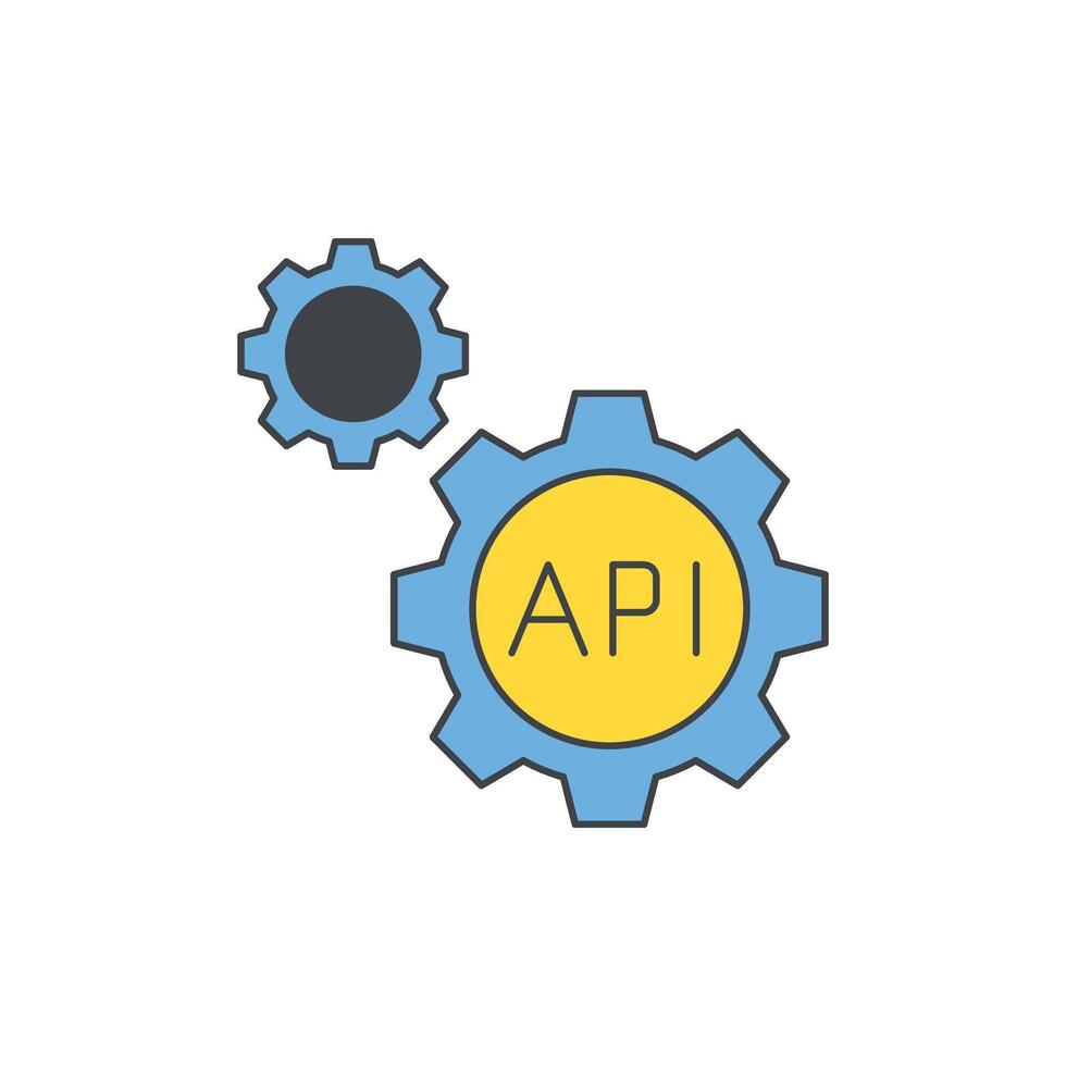 API gear illustration representing integration and connectivity for software and data exchange vector
