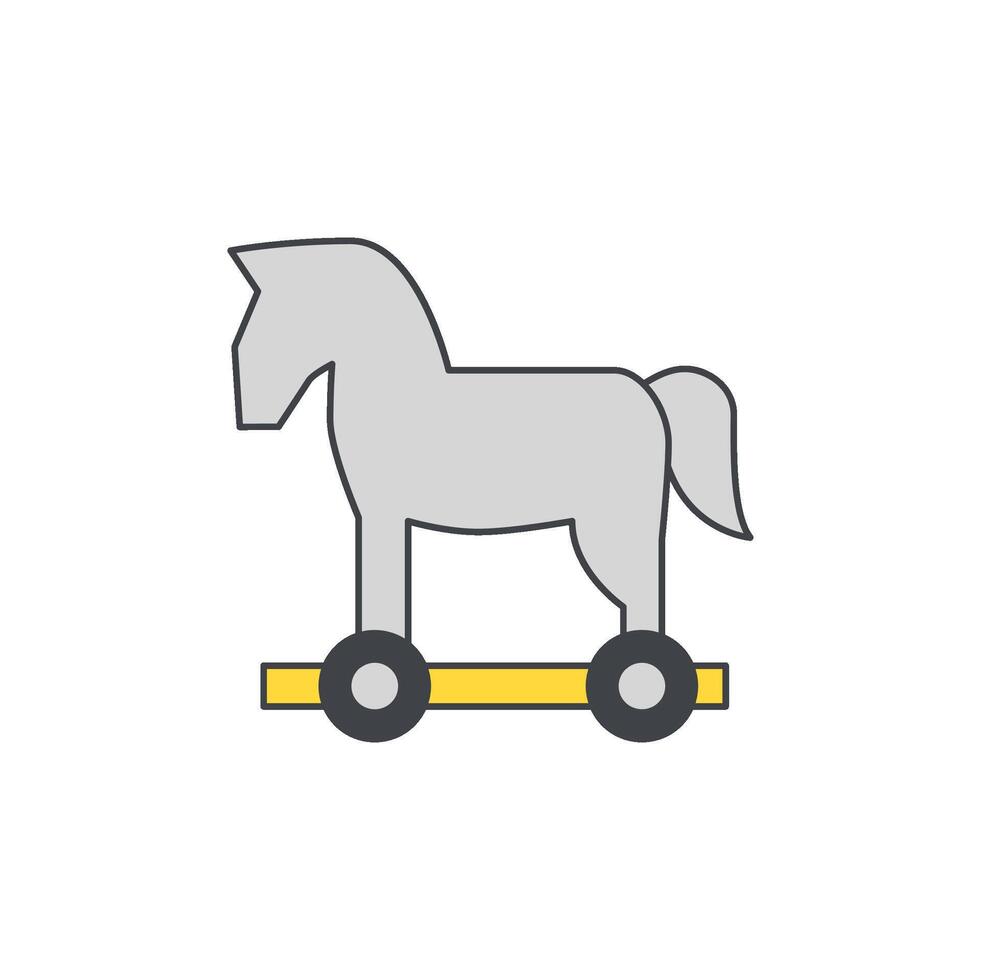 Digital Trojan Horse Icon Representing Cyber Security Threat and Computer Virus vector