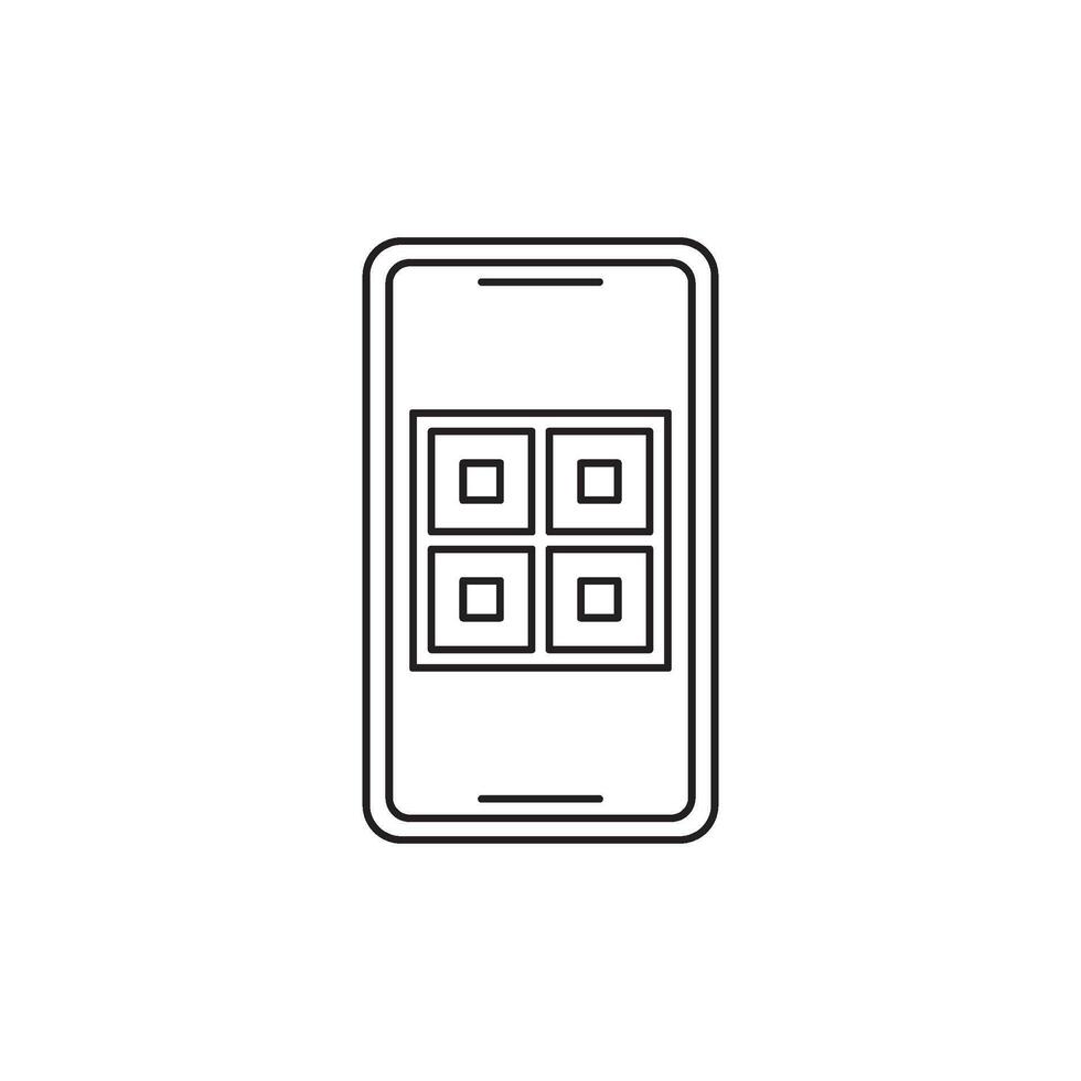 Smartphone screen displaying a QR code scan with four squares vector