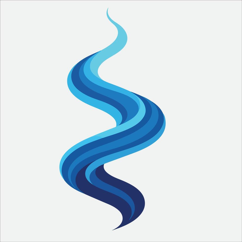 Abstract blue wave design with gradient curves on white background vector