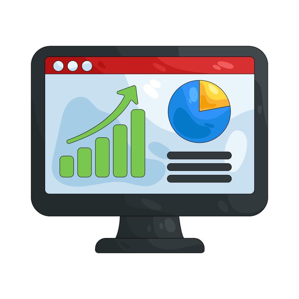 Illustration of Analytics Dashboard on Computer Screen vector